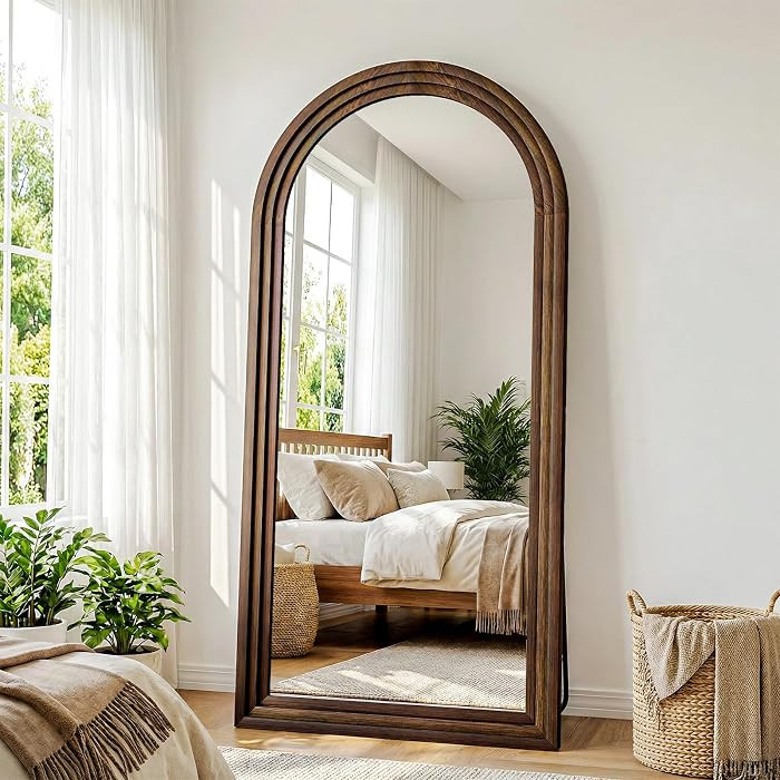30"x71" Full Length Mirror Solid Wood Frame, Arched Floor Mirror Full Length with Stand, Room Dec... | Amazon (US)