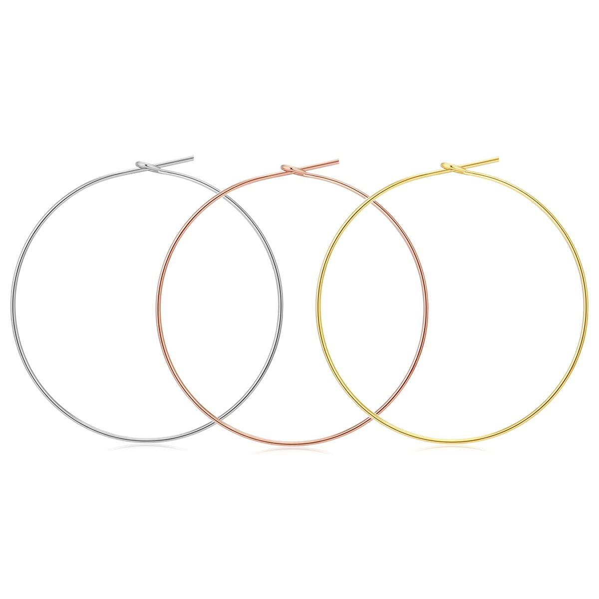 Amazon.com: Reoxvo Lightweight Round Hoop Earrings for Women Thin Wire Gold Hoops (40mm Set): Jew... | Amazon (US)