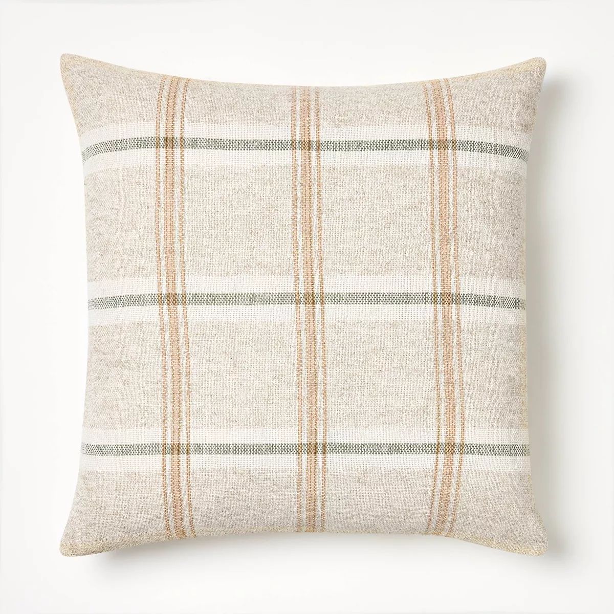 Raised Striped Woven Plaid Throw Pillow Cream/Dark Tan/Sage - Threshold™ designed with Studio M... | Target