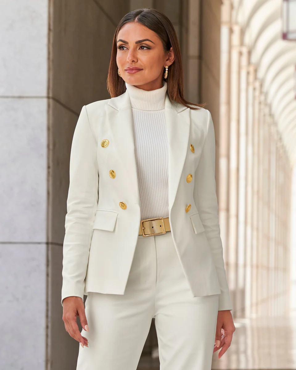 Modern Double-Breasted Blazer Ivory | Boston Proper