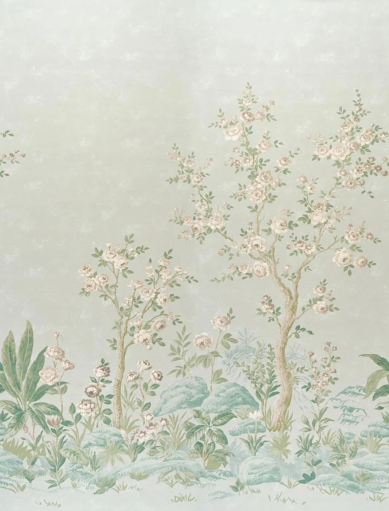 Schumacher Charlotte'S Garden 2 Panel Set Celadon Wallpaper | DecoratorsBest