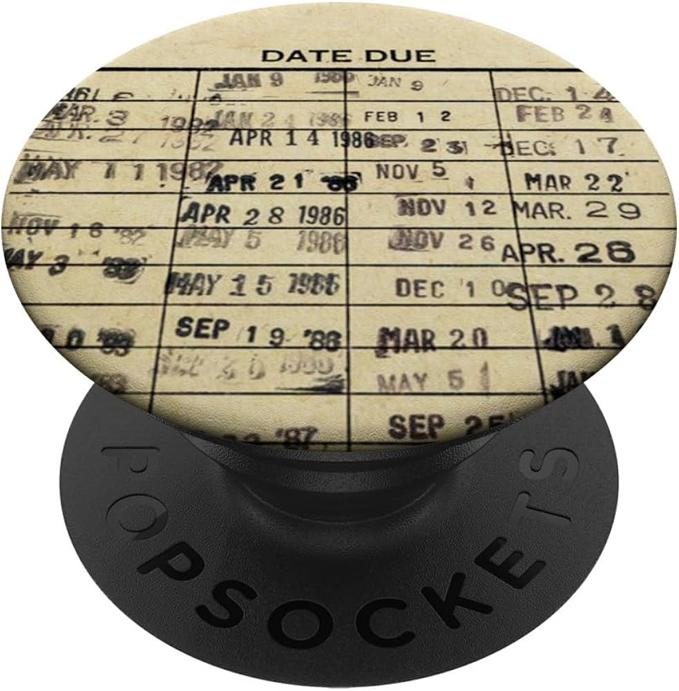 Library Due Date Cards Stamp Book Return Librarian Vintage PopSockets Adhesive PopGrip | Amazon (US)