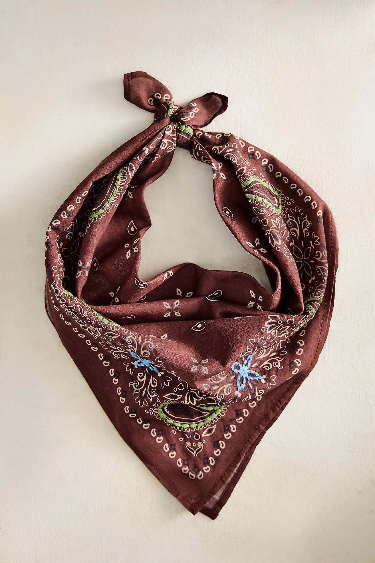 Embroidered Paisley Cotton Bandana | Anthropologie (US)