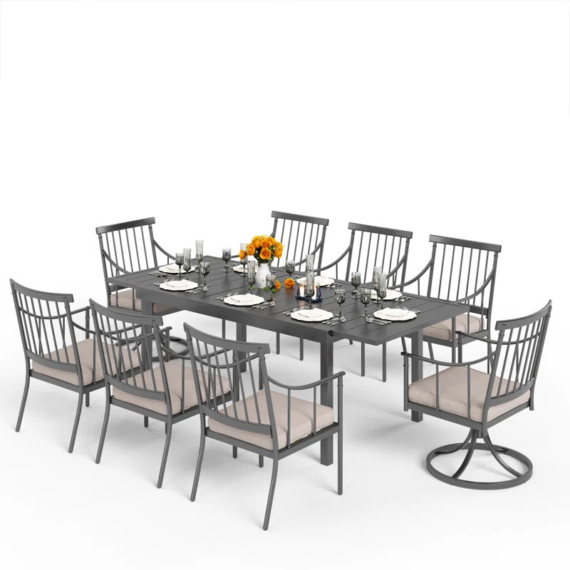 Argyri 8 - Person Rectangular Extendable Outdoor Dining Set with Cushions | Wayfair North America