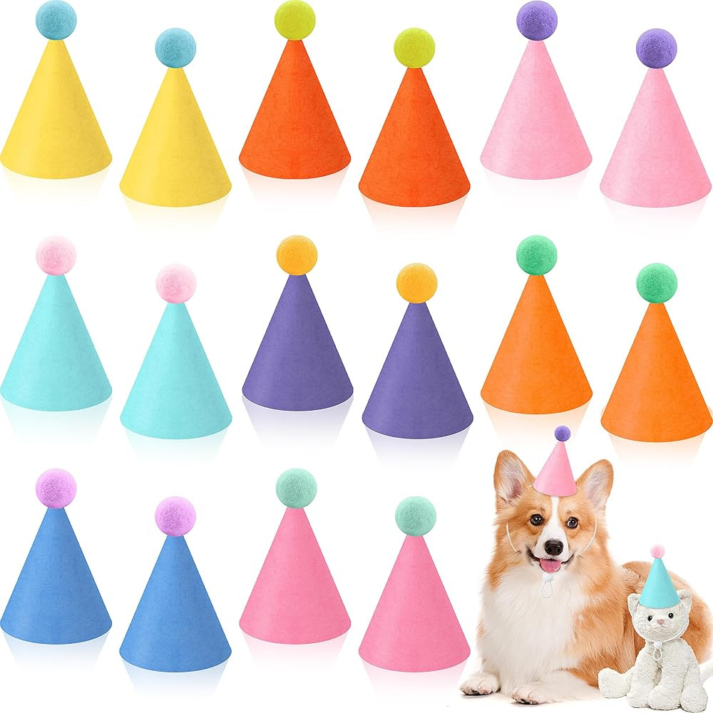 16pcs Mini Party Hats for Stuffed Animals Dolls Birthday Party Felt Cone Hat Adjustable Headband ... | Amazon (US)