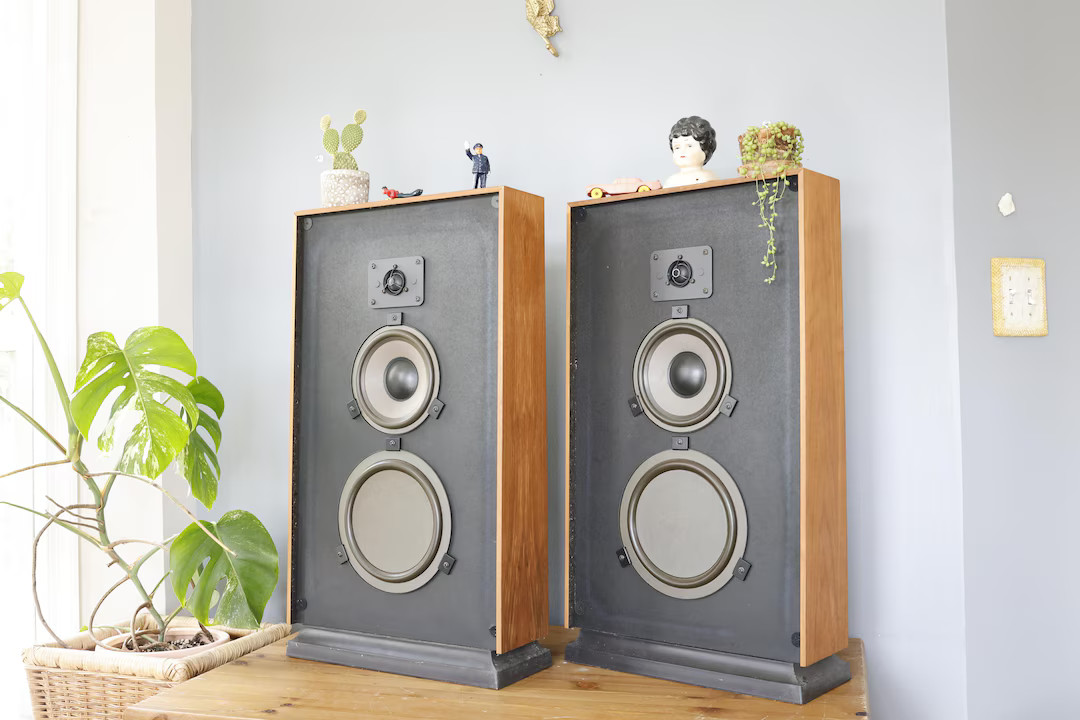 Vintage Realistic Optimus 27 40-2033 Floor Speakers Wood Mid Century Look Slim Design Perfect for... | Etsy (US)