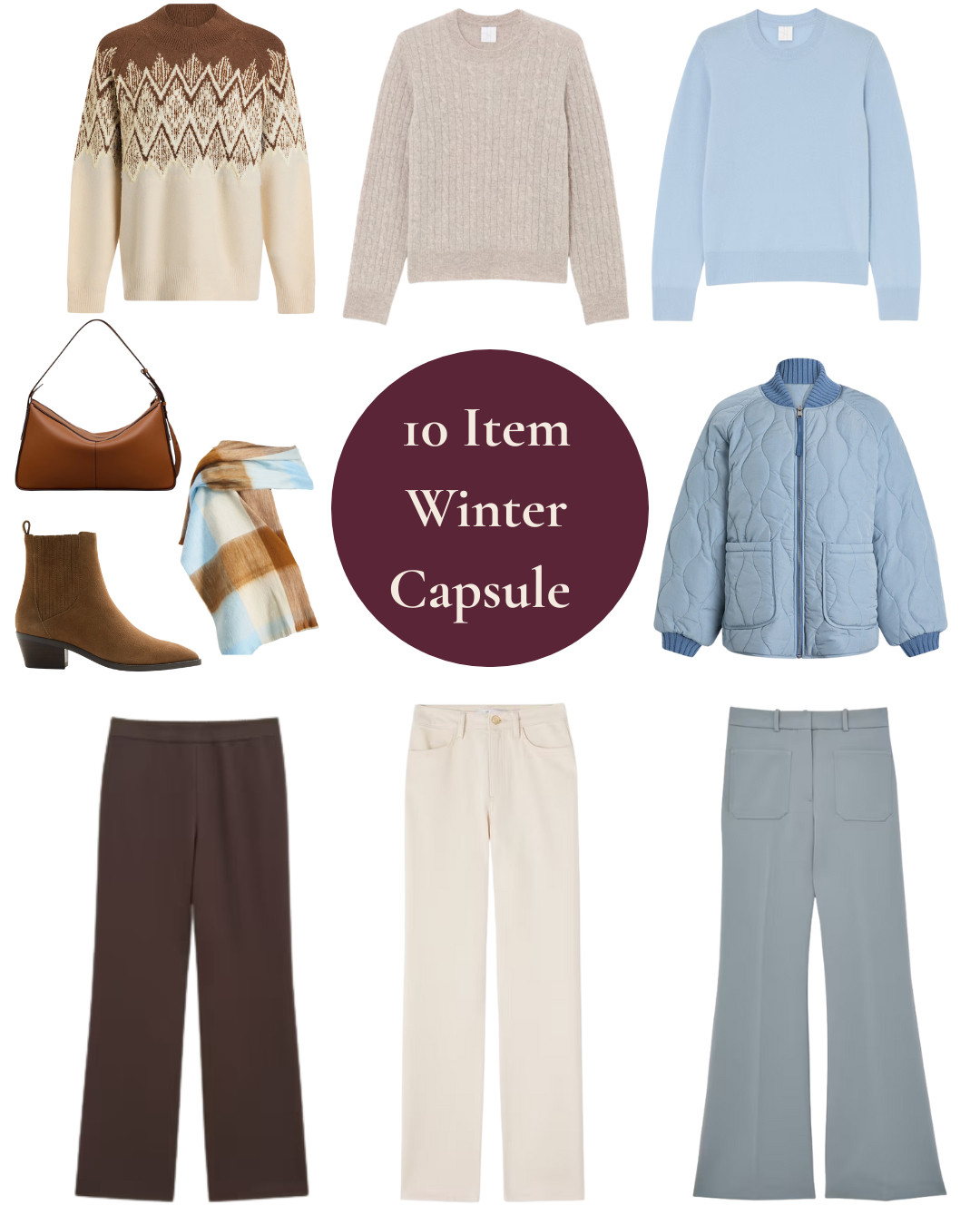 Ten winter investment pieces that create multiple outfit combinations. Soft blues, chocolate browns and cream - colours that work together effortlessly while brightening winter days. Each piece works with at least five others here. Strategic capsule building, not random accumulation. This is how you simplify winter dressing - scroll for outfits 

 #LTKuk #LTKover50style #LTKstyletip