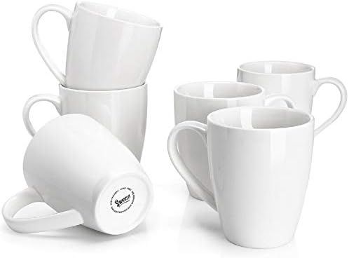 Sweese 601.001 Porcelain Mugs - 16 Ounce for Coffee, Tea, Cocoa, Set of 6, White | Amazon (US)