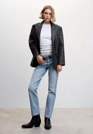 Calça Jeans Mango Slim Estonada Azul | Dafiti (BR)