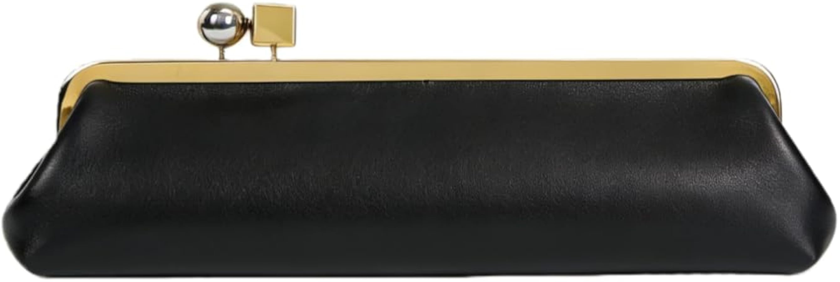 kisslock Clutch Purse, Microfiber Leather Evening Bag with Gold Frame Clasp, Women's Formal Party Shoulder Handbag | Amazon (US)