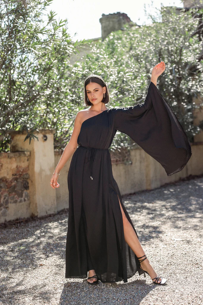 Matilda One Shoulder Maxi Dress - Black | Petal & Pup (US)