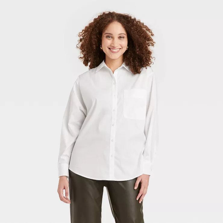 Women's Long Sleeve Oversized Button-Down Boyfriend Shirt - A New Day™ | Target