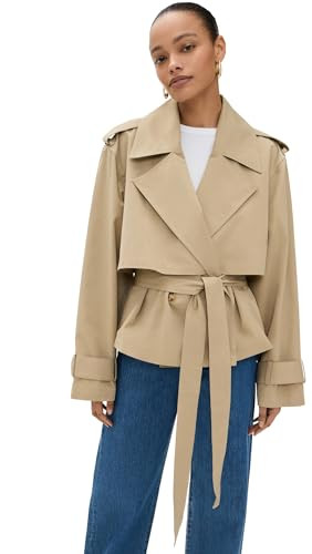 JOE'S JEANS Women's The Liz Cropped Trench Coat, Camel, XL | Amazon (US)