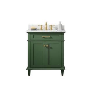 Legion Furniture 30 in. W x 22 in. D Vanity in Vogue Green with Marble Vanity Top in White with W... | The Home Depot