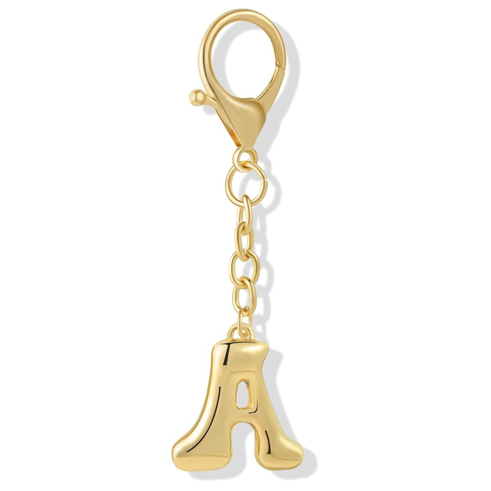 Gold Plated Bubble Initial Letter Keychain for Women Car Key Bag Purse Decorative Keyring Charm A... | Amazon (US)
