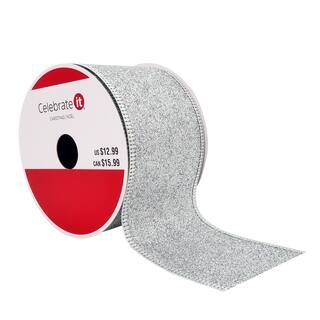 2.5" x 20ft. Sheer Metallic Wired Glitter Ribbon by Celebrate It® Christmas | Michaels Stores