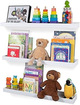 Wallniture Philly 3 Floating Shelves Trays Bookshelves and Display Bookcase - 31.6 inch Modern Wo... | Amazon (US)