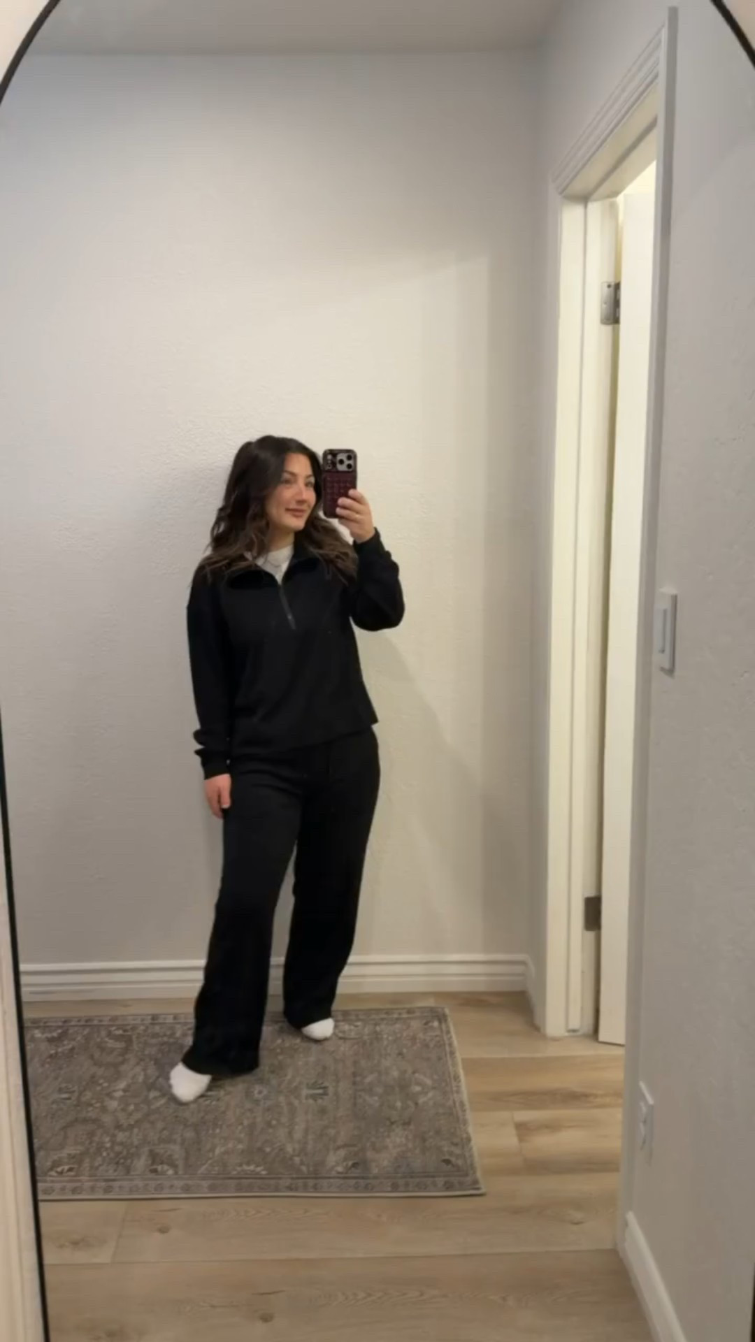 Matching sweatsuit, slip-on sneakers and seamless bralette. Perfect for travel day outfit, running errands or lounging at home! Set size small petite, Tees size small (5'0" 140lbs)

#LTKPetite #LTKFindsUnder50 #LTKootd