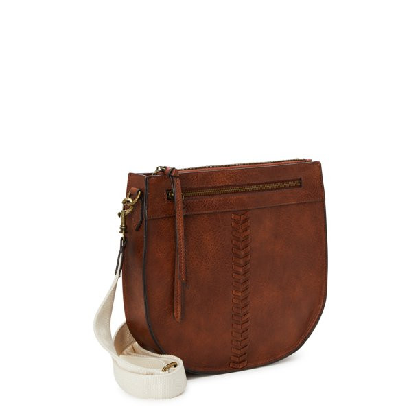 Time and Tru Women's Willow Saddlebag Crossbody, Brown | Walmart (US)