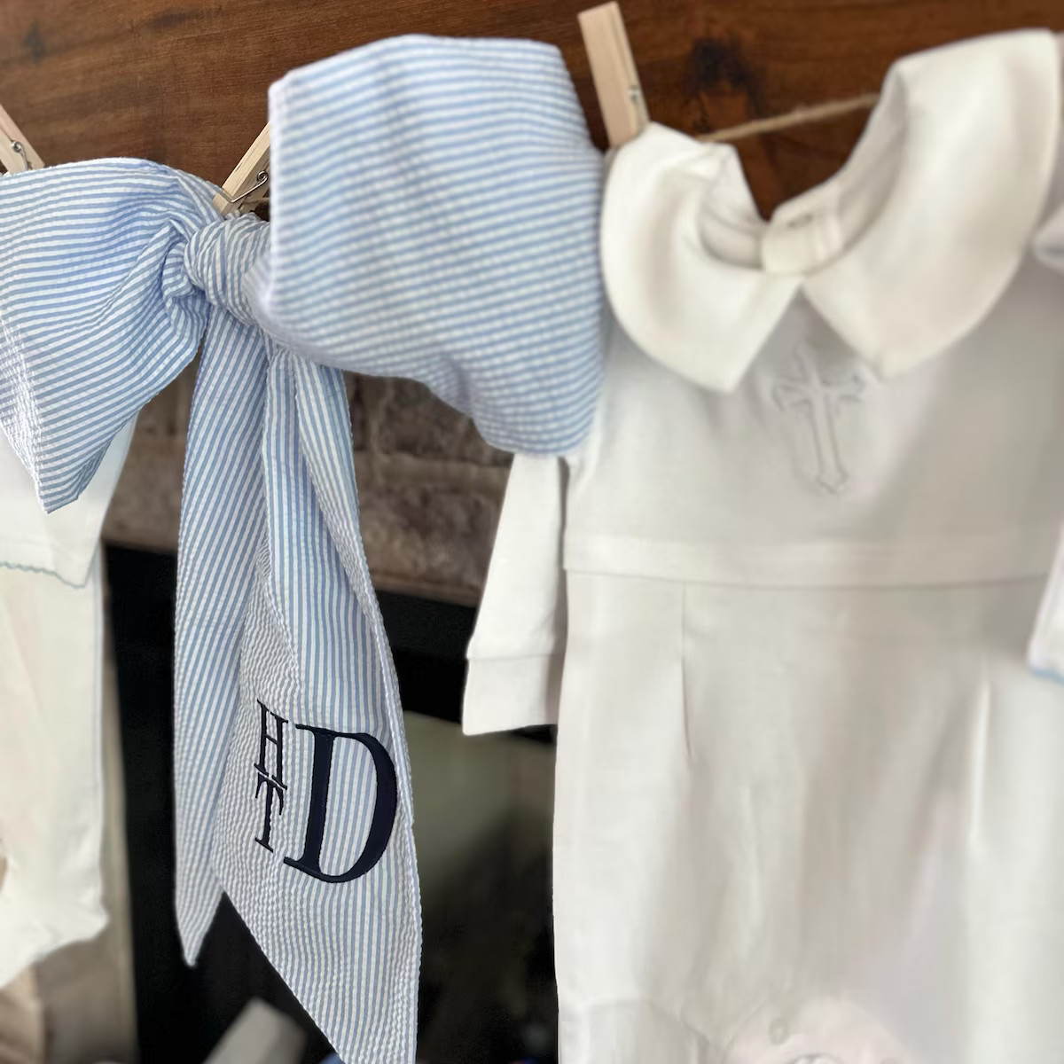 Monogrammed Newborn Infant Baby Seersucker Bow Sash Blanket, Maternity Photography Prop, Monogram... | Etsy (Global)