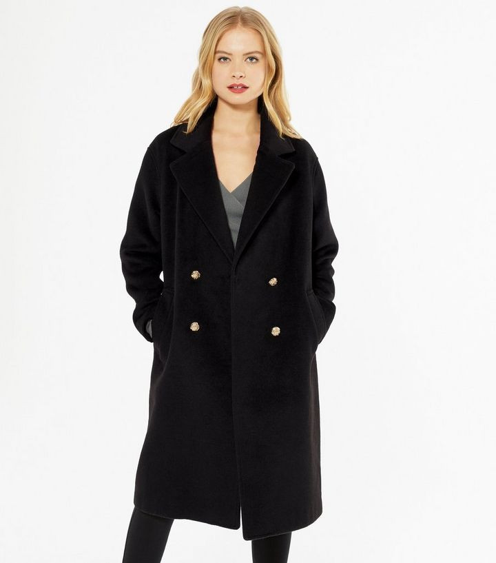 Black Double Breasted Oversized Coat 
						
						Add to Saved Items
						Remove from Saved Ite... | New Look (UK)