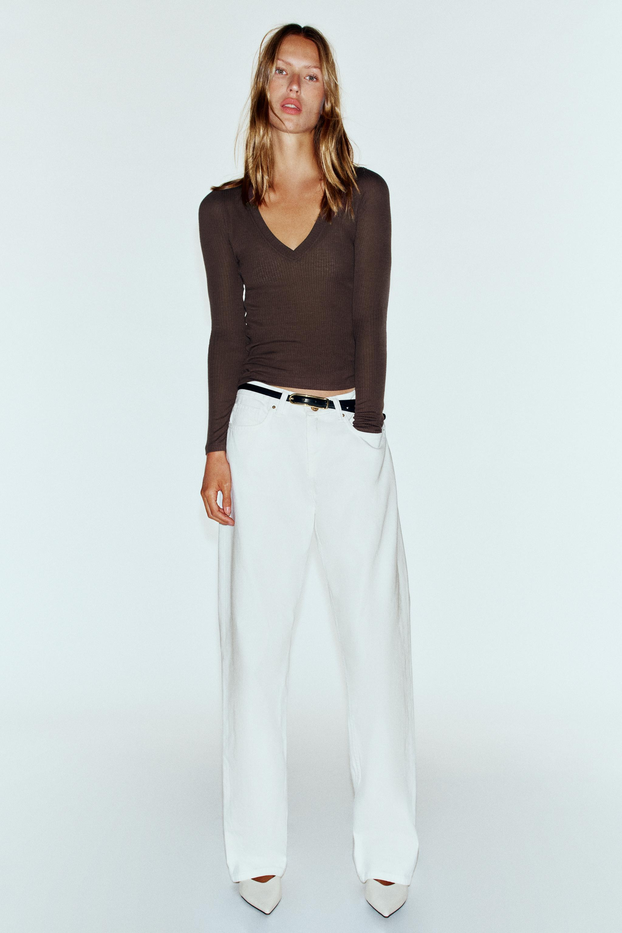 RIBBED V-NECK T-SHIRT | Zara US