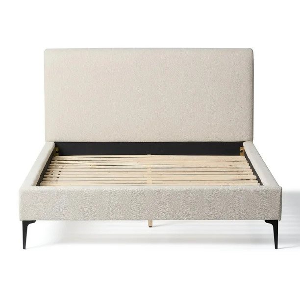 My Texas House Newcastle Upholstered Platform Bed, King, Oat | Walmart (US)