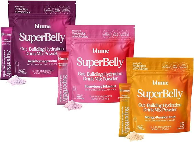 Blume SuperBelly Gut Health + Hydration, Daily Sugar Free Probiotics, Prebiotic Fiber, and Electr... | Amazon (US)