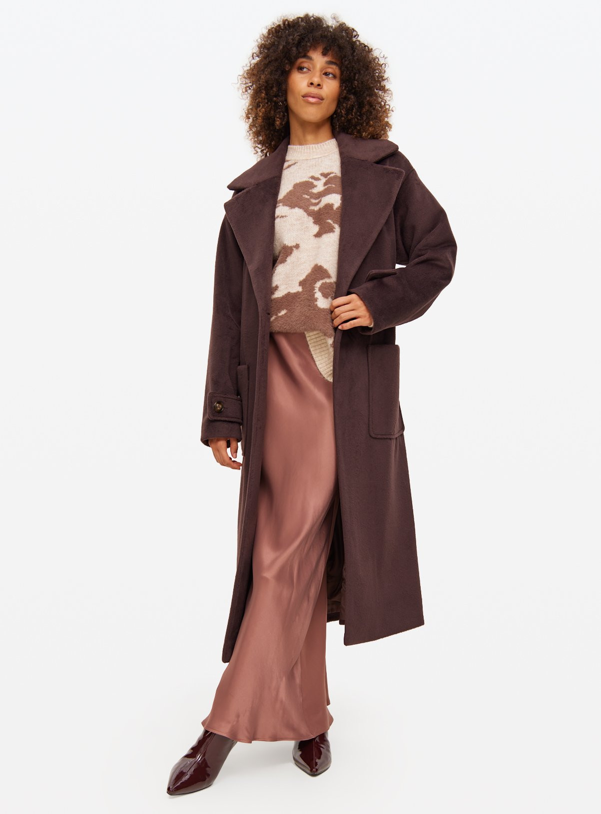 Brown Belted Wrap Coat | Tu Clothing