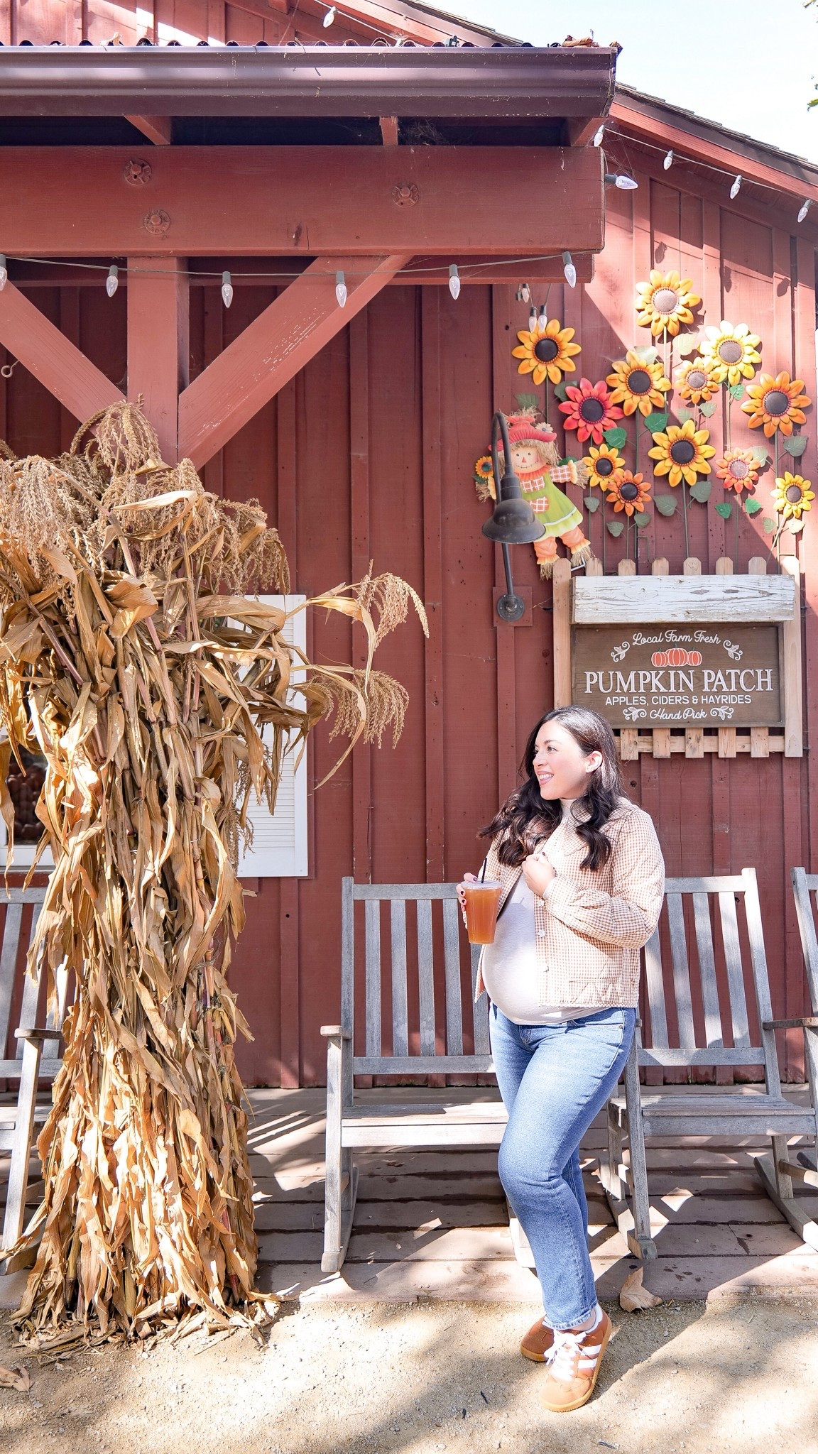 Cozy fall gingham outfit perfect for pumpkin patches and apple cider. Maternity by sizing up 1 in sweater 

#LTKSeasonal #LTKHoliday #LTKBump