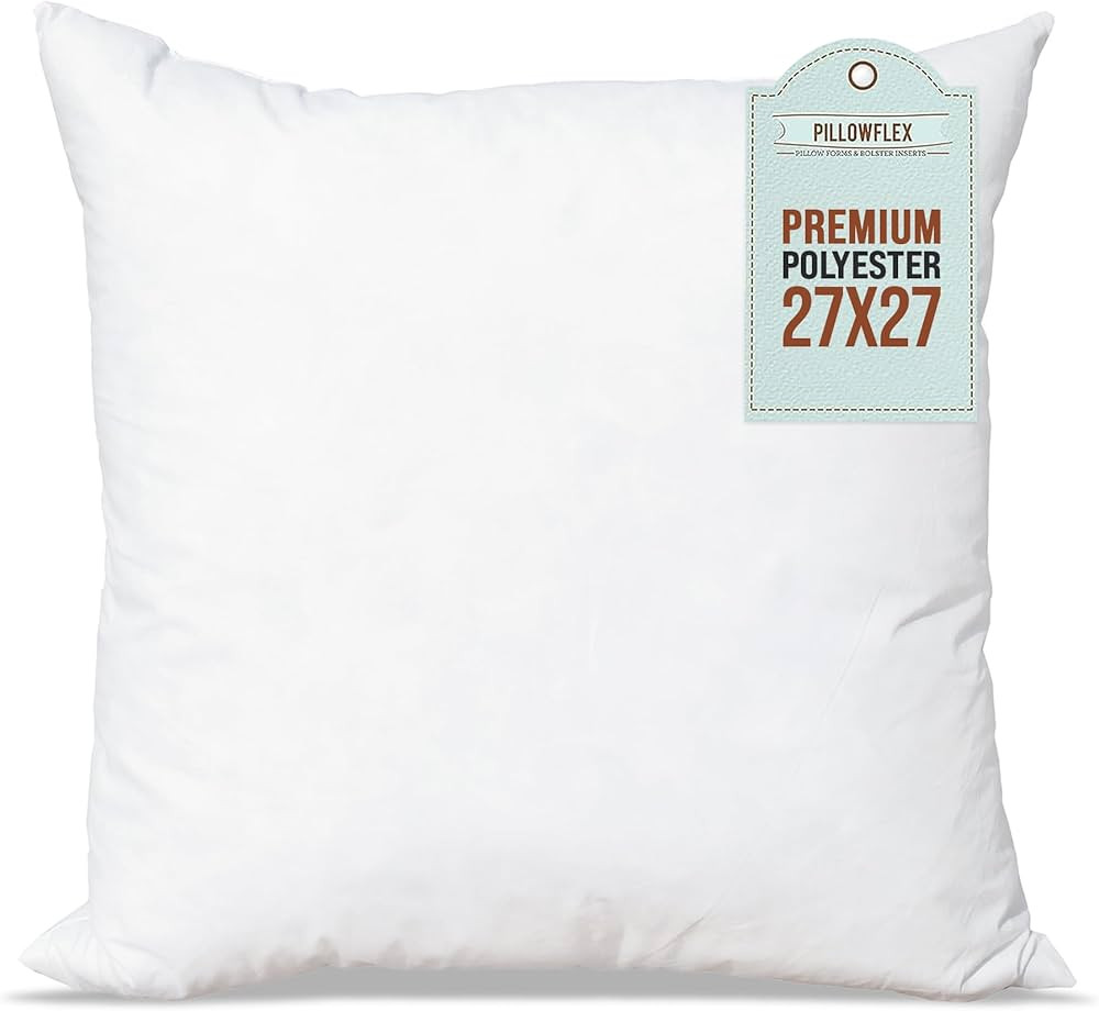 Pillowflex Premium Polyester Pillow Insert - 27"x27" Pillow Form - Machine Washable, Soft Standar... | Amazon (US)