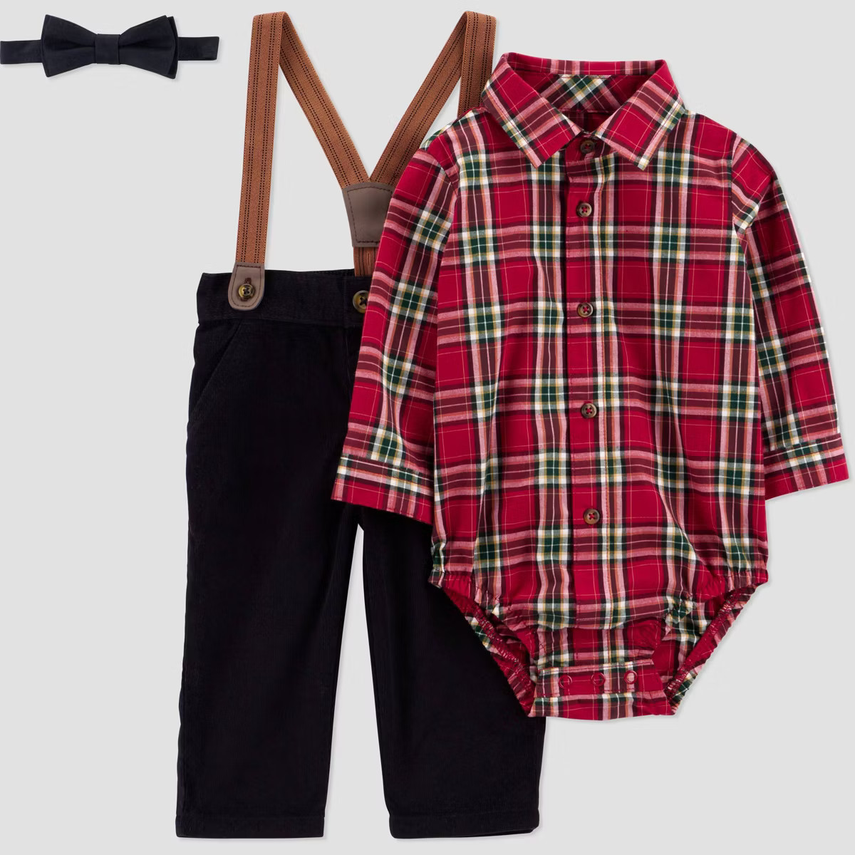 Carter's Just One You® Baby Boys' Holiday 3pc Plaid Suspender Set - Red | Target