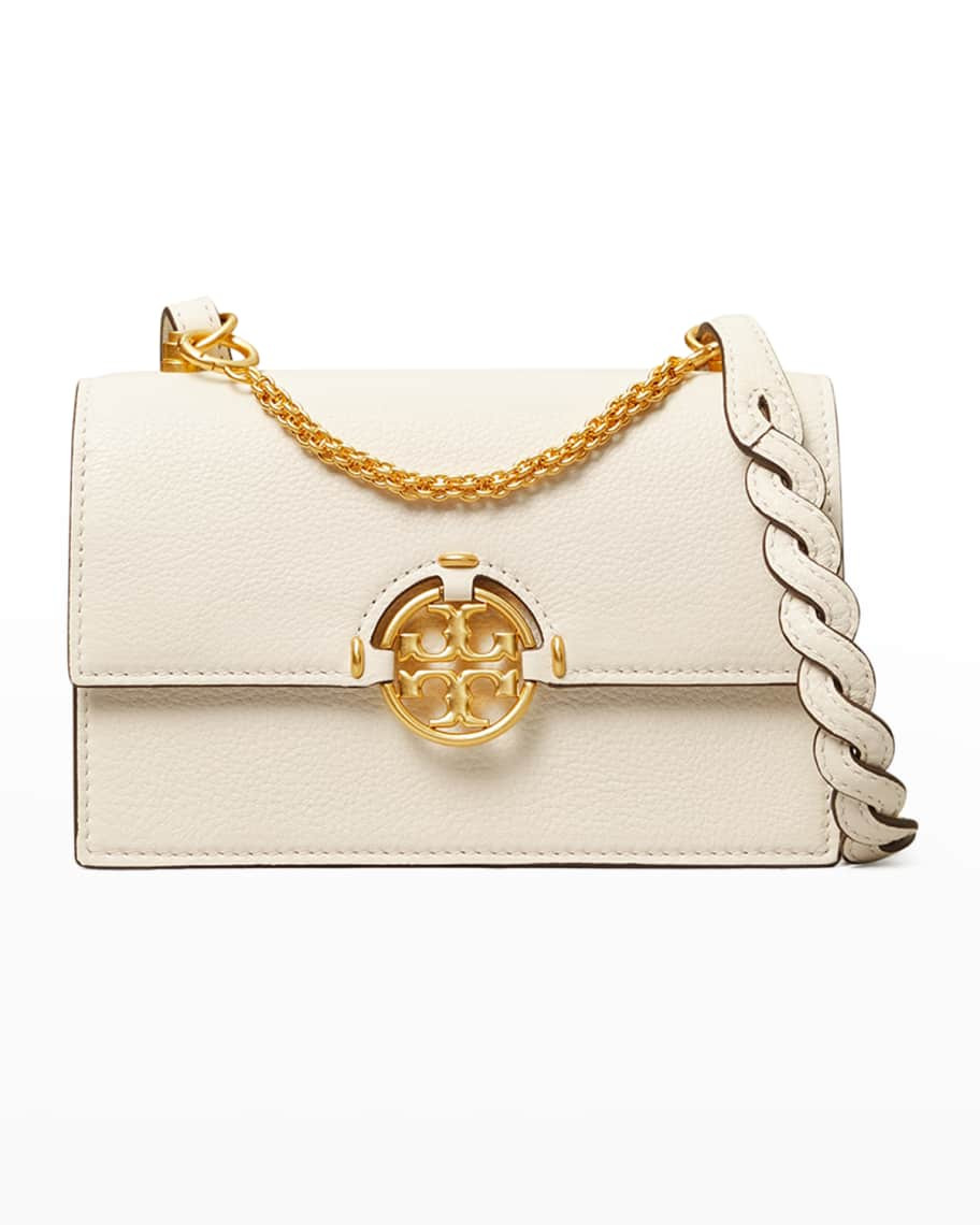 Tory Burch Miller Mini Leather Shoulder Bag, White | Neiman Marcus