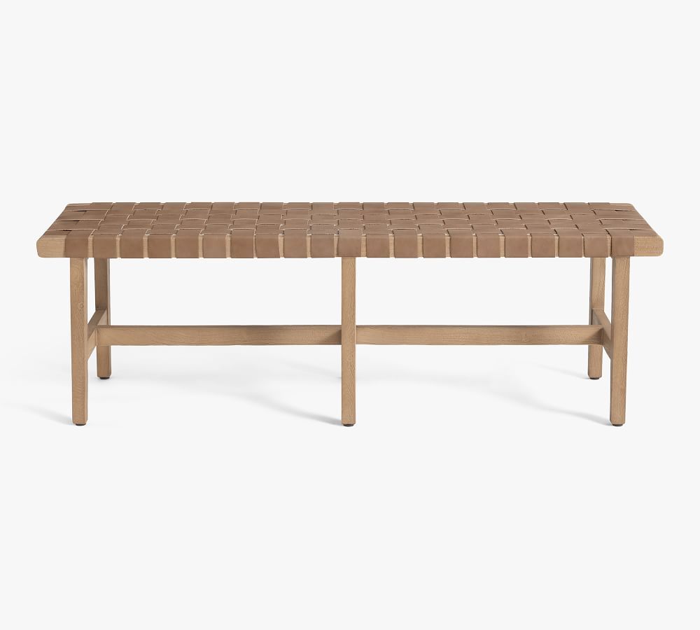 Fenton Woven Leather Bench | Pottery Barn (US)