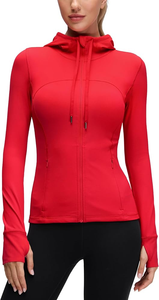 CRZ YOGA Butterluxe Hooded Athletic Jackets for Women - Full Zip Track Casual Tops with Thumb Hol... | Amazon (US)