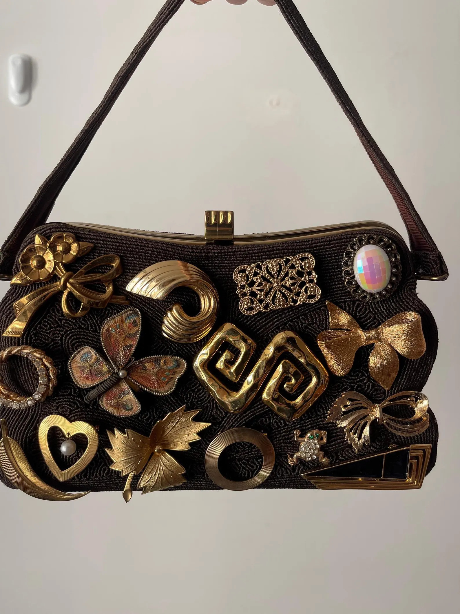 The Charlotte Brooch Bag | vintage brooches, brooch bag, vintage leather bag, wearable art, state... | Etsy (US)