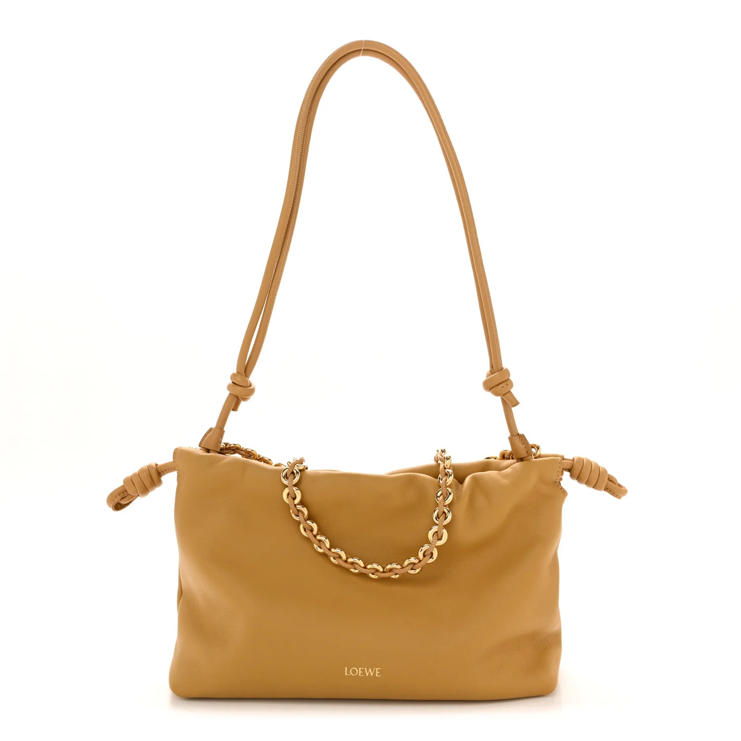Loewe Mellow Nappa Donut Medium Chain Flamenco Knot Clutch Sahara 1801906 | FASHIONPHILE (US)
