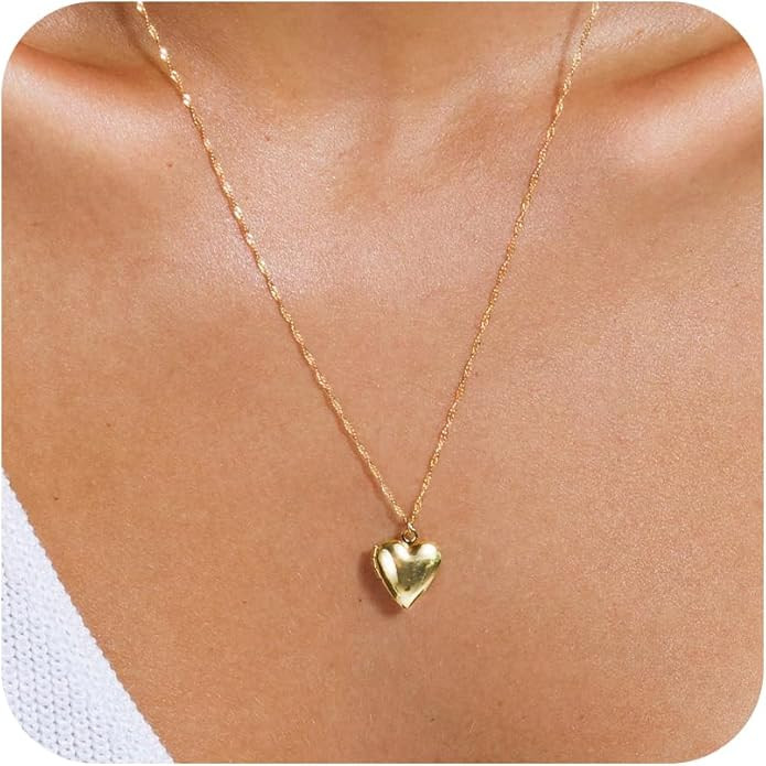BAYLAY Gold Heart Necklace for Women - Dainty Gold Necklace 18K Gold/Silver Plated Cute Heart Nec... | Amazon (US)
