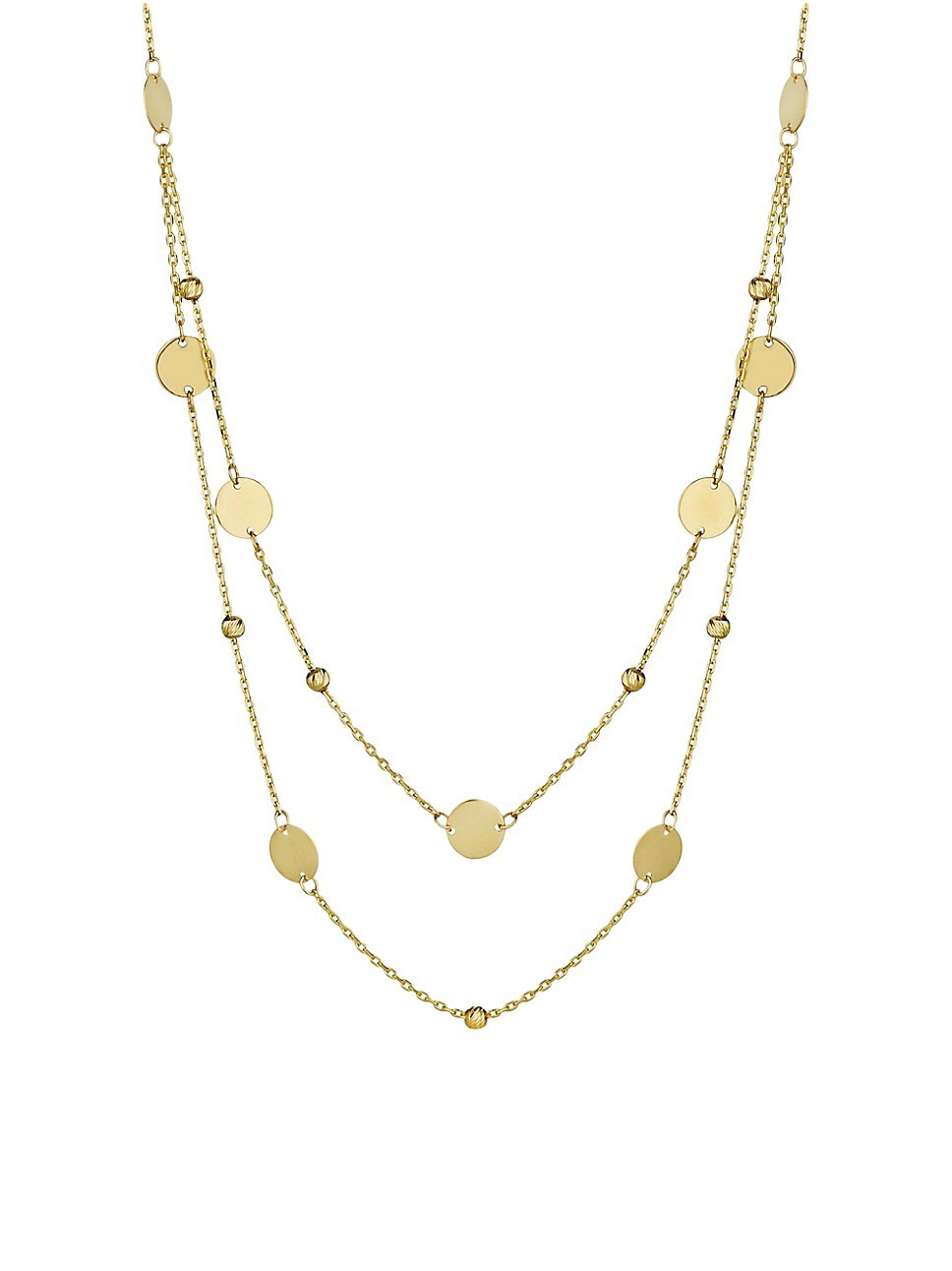 14K Yellow Solid Gold Manhattan Layered Station Necklace | Saks Fifth Avenue