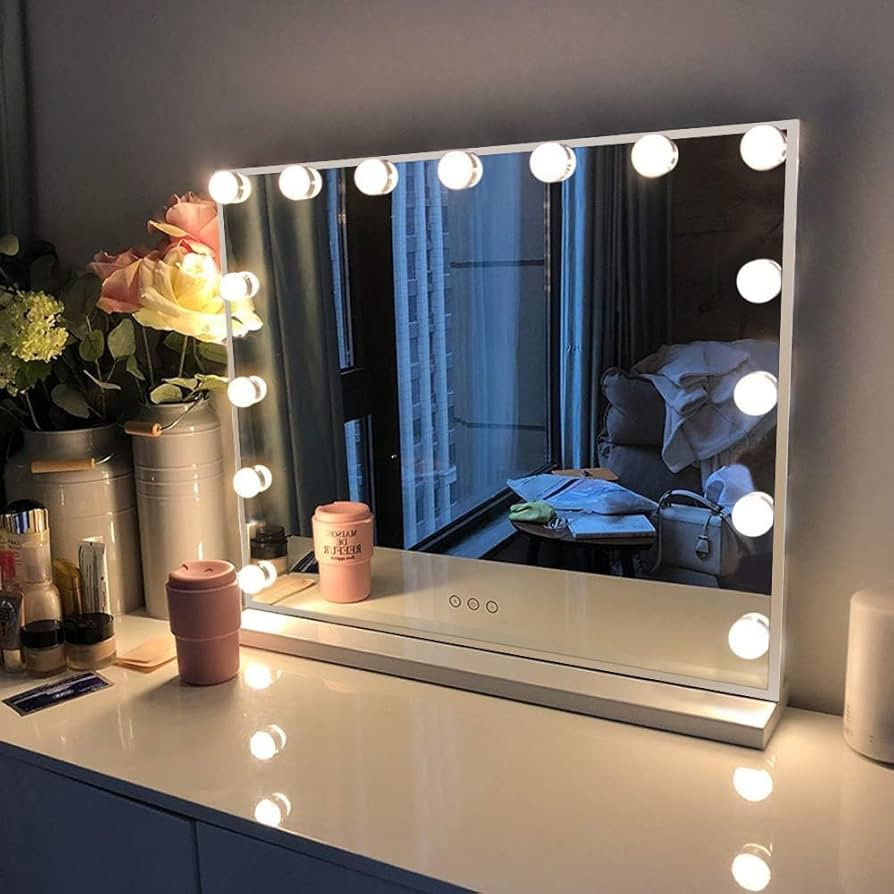 FENCHILIN Vanity Mirror with Lights, Hollywood Lighted Makeup Mirror with 15 Dimmable LED Bulbs f... | Amazon (US)