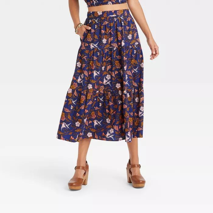 Women's Tiered Midi Skirt - Universal Thread™ Floral | Target