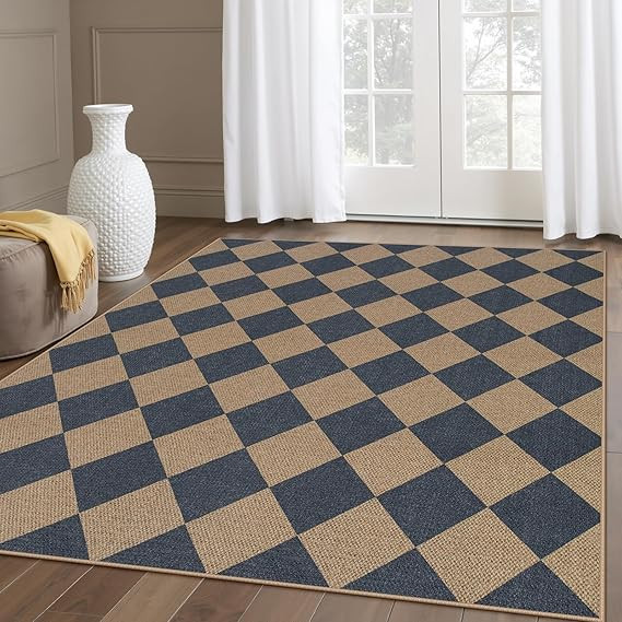 Lahome Checkered Easy Jute Washable Rug, 5x7 Area Rugs for Living Room Nature Large Dining Room C... | Amazon (US)