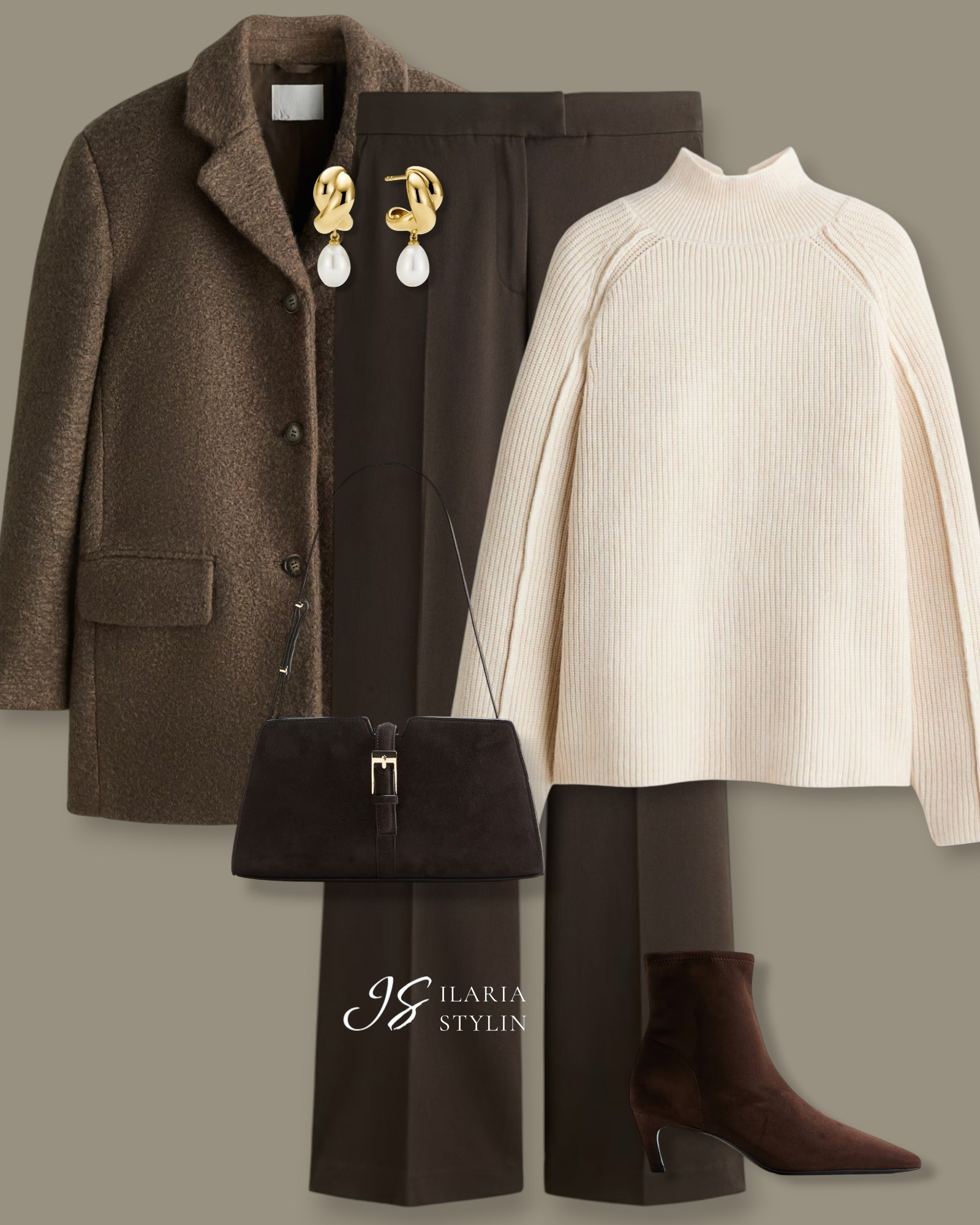 OUTFIT IDEAS: DARK BROWN & BEIGE ☕🥐winter outfit, winter outfit ideas, winter ootd, brown jacket, single-breasted jacket, light beige sweater, rib-knit sweater, turtleneck sweater, dark brown pants, dress pants, botct pants, brown boots, suede boots, sock boots, knitten boots, heeled botots, suede bag, dar brown bag, shoulder bag, casual chic outfit, chic outfit

#LTKHoliday #LTKSeasonal #LTKWorkwear