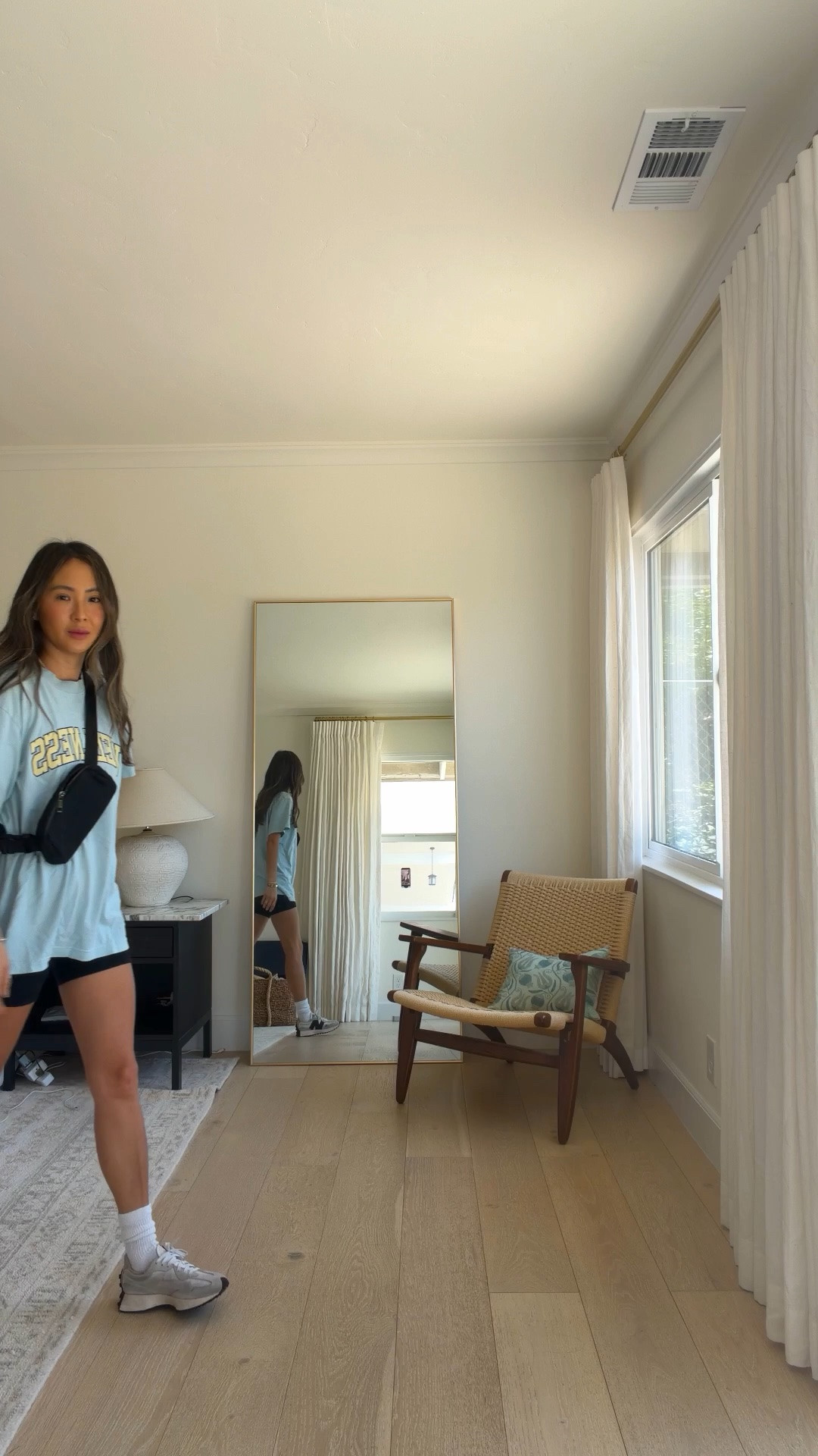 knit sweater is old gap
rohe shorts size xs
biker shorts size 2
sezane white button down size 34
crossbody bag is old khaite