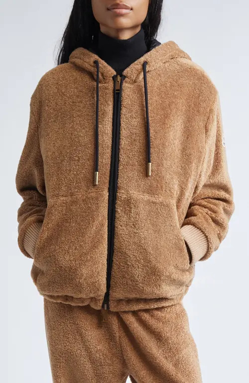 Moncler Reversible Full Zip Hoodie in Brown/Beige Check at Nordstrom, Size X-Small | Nordstrom