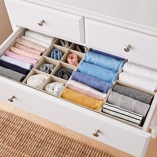 Cambridge 8-Section Drawer Organizer Linen | The Container Store