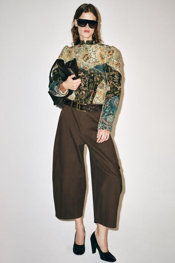 Zara - Zw Collection Cargo Capri Pants - Brown - Xs - Woman | Zara US