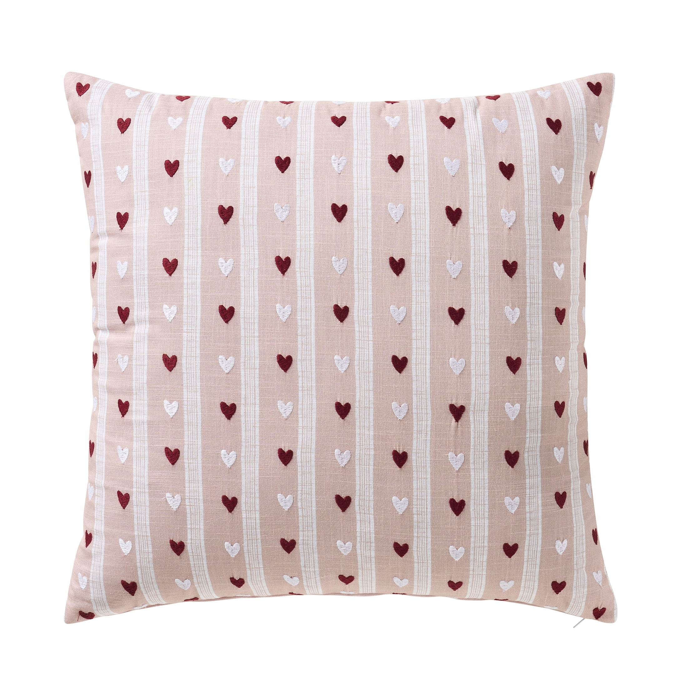 My Texas House 20" x 20" Marna Pink/Red Hearts Cotton Decorative Pillow Cover | Walmart (US)