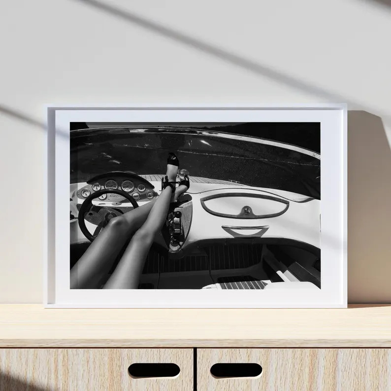 Luxury Yacht Poster, High Heel Print, Vintage Print, Photography Print, Black White Photo Print, ... | Etsy (US)