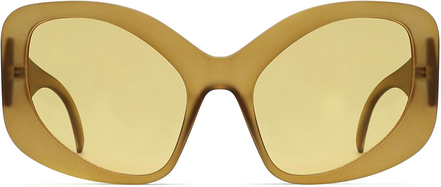 Oversized Sunglasses for Women Fashion Oval Futuristic Chunky Sunglasses Cat-Eye Rectangular Shad... | Amazon (US)